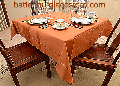 Square Tablecloth.RAW SIENNA color. 54 inches square